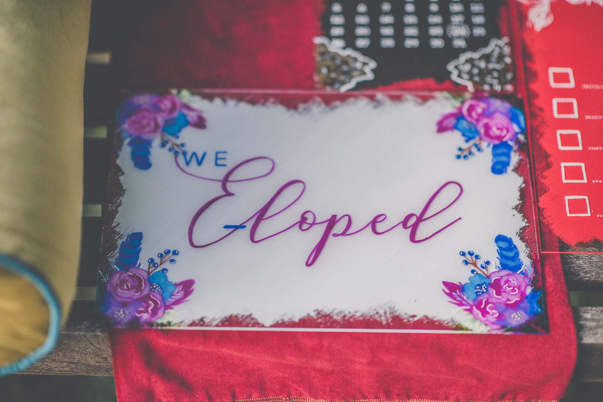 We eloped sign used for a bucket-list intmate wedding at the Castle Westenhanger Kent