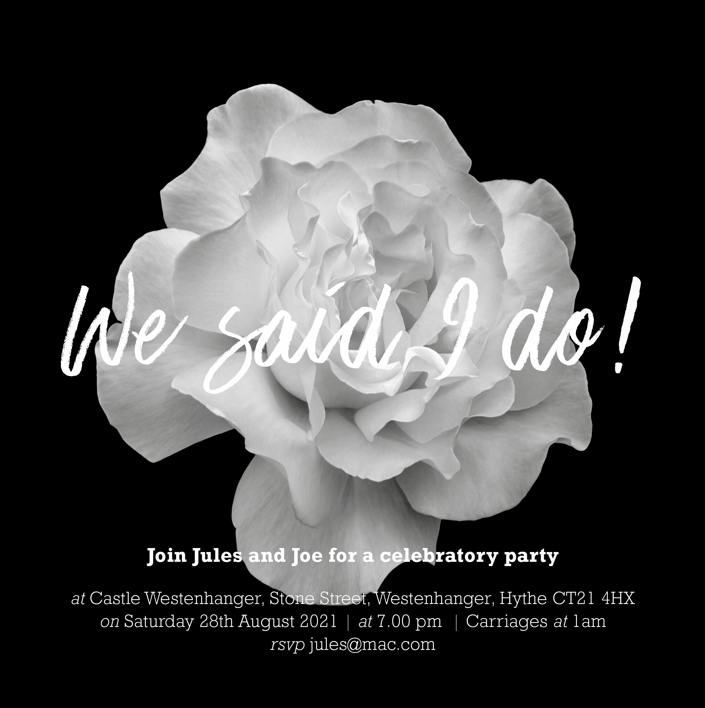 We said I do! black and white elopement stationery