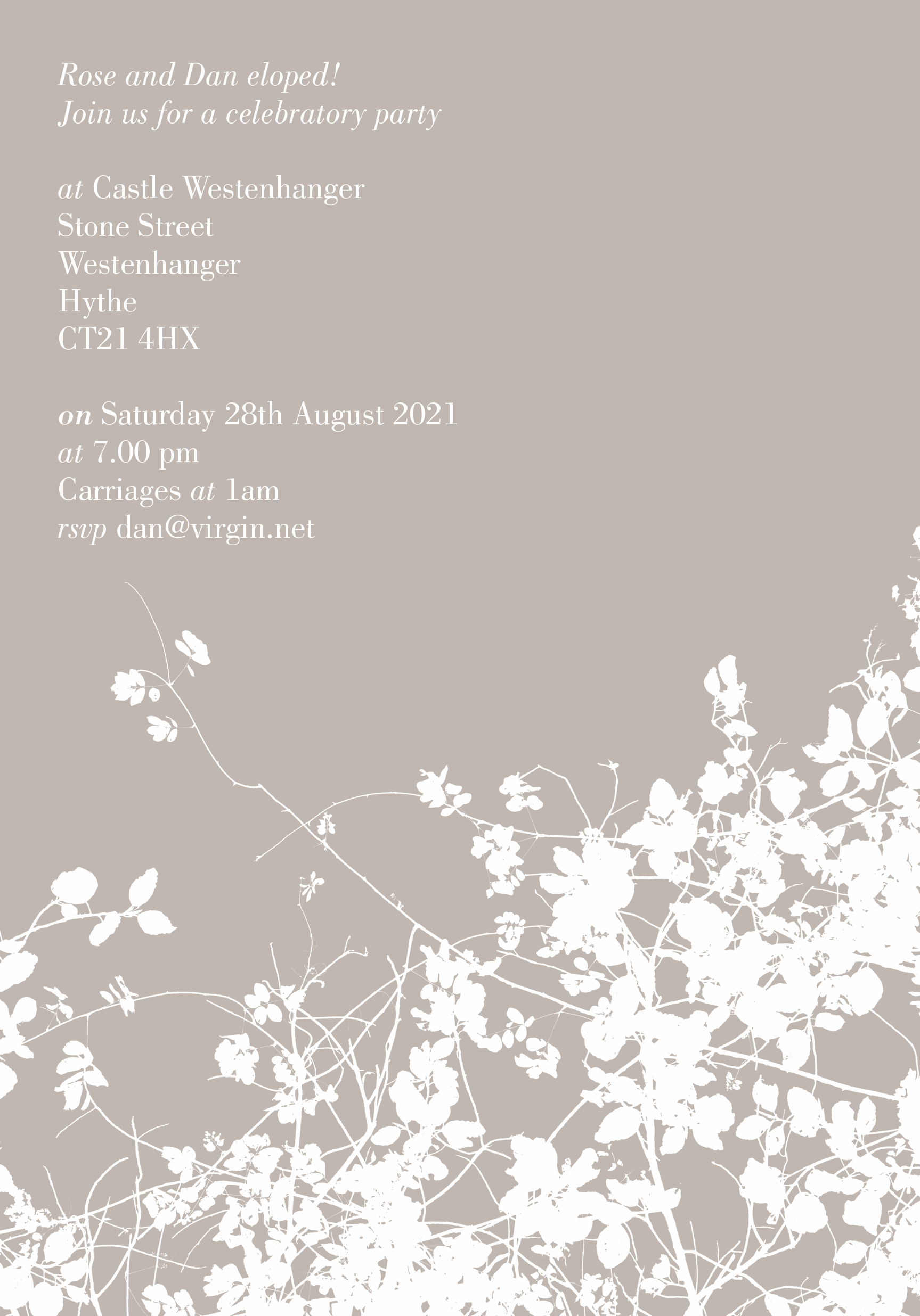 Elope party invite