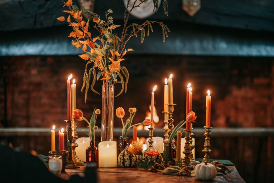 A candle lit dinner