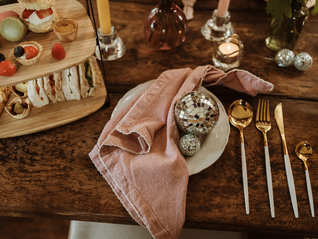 Small disco balls on a plate