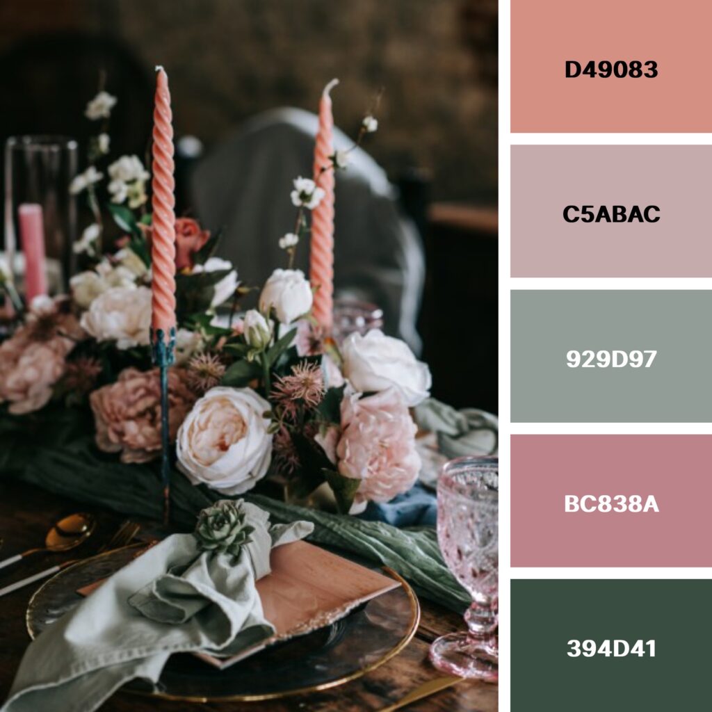A pink and green tablescape
