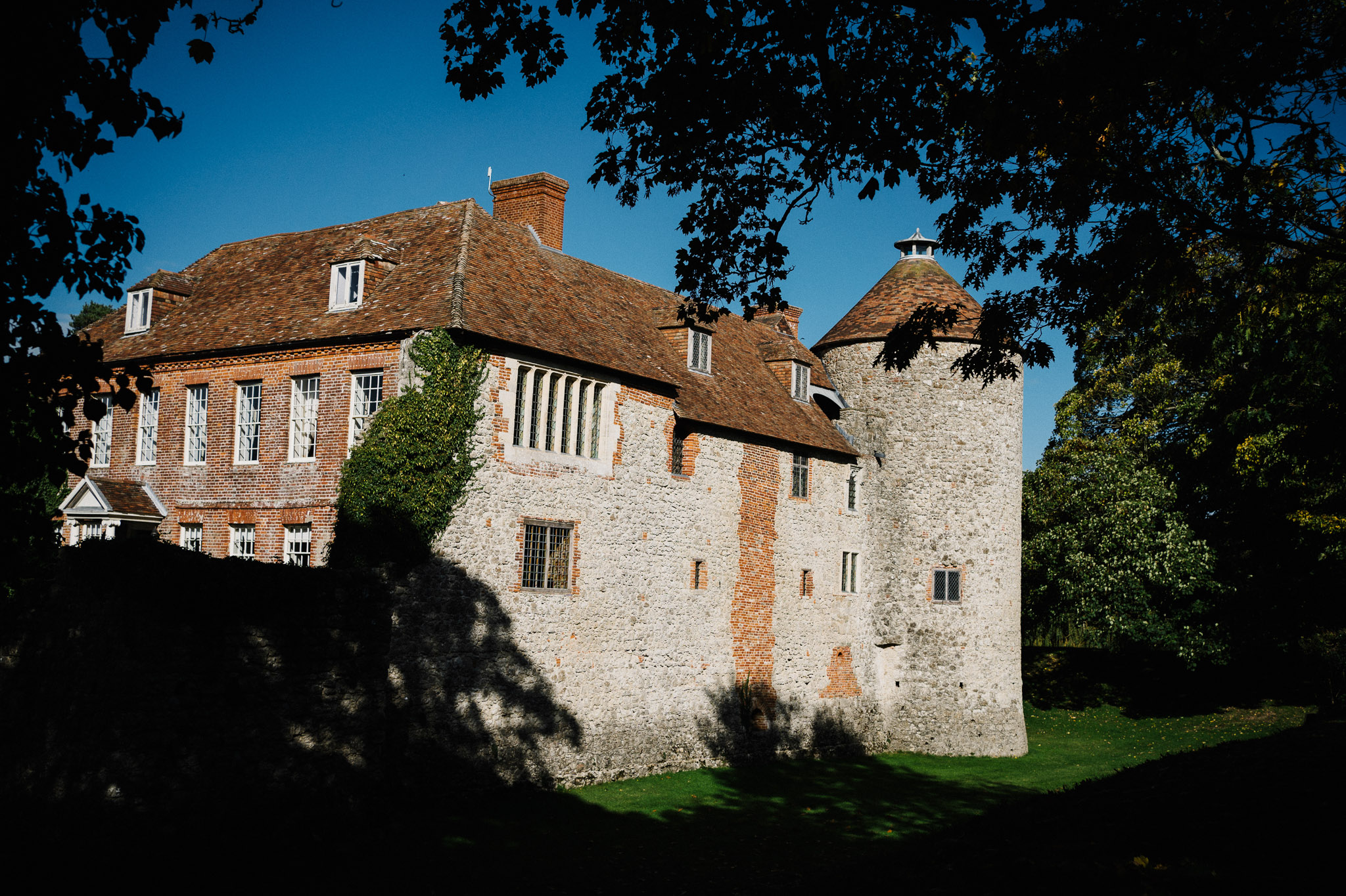 castle bathed in sunlight