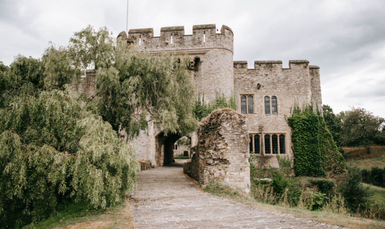 A view of Allington Castle, near Maidstone entrance taken during an elopement