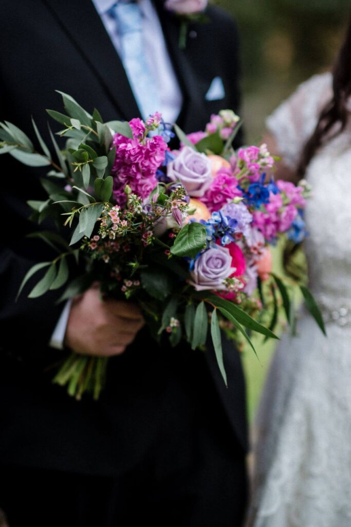 Jamie and Niccole's real elopement at the Castle Westenhanger Kent England Niccole's bouquet