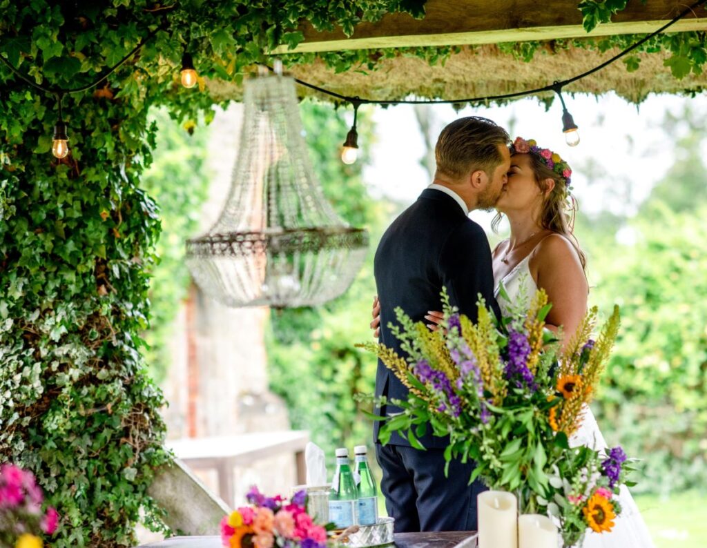 Kirsty and Steve's real elopement at the Castle Westenhanger in Kent by team E-Lope. Couple shots during their wedding ceremony