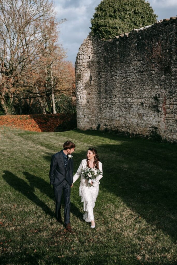 The eloped couple take in the grounds of the Castle Westenhanger, Kent, Southeast England