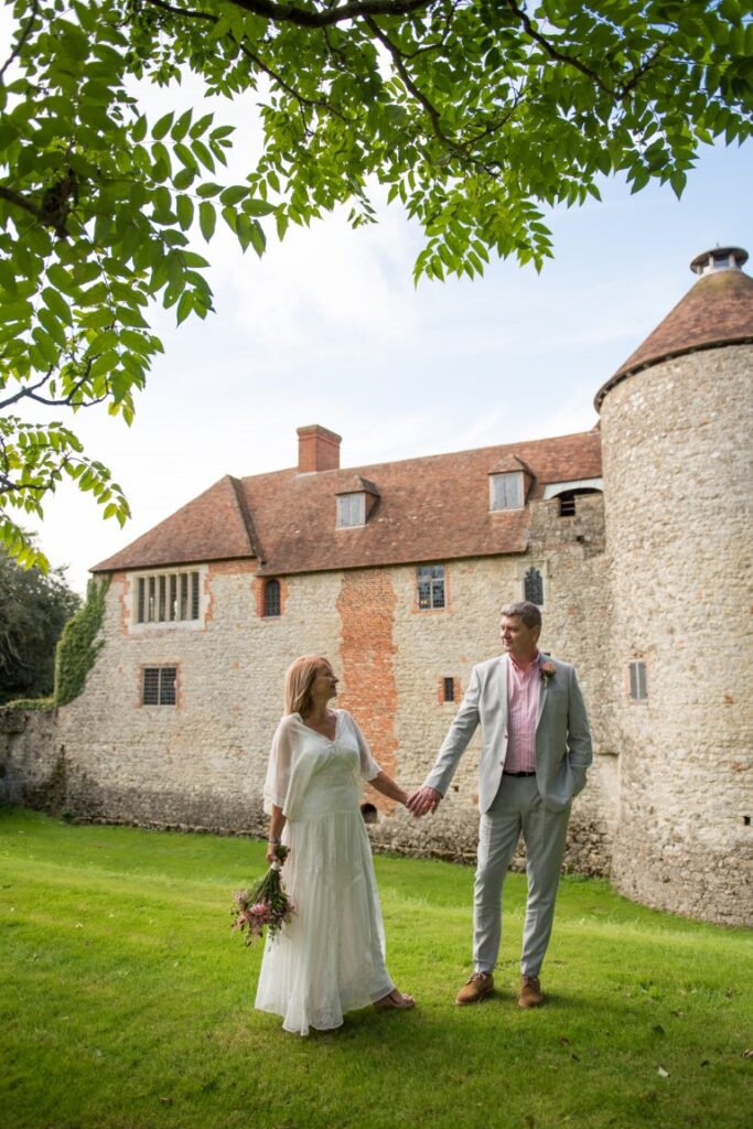 Our elopers stroll in the grounds of the Castle Westenhanger, Kent, England