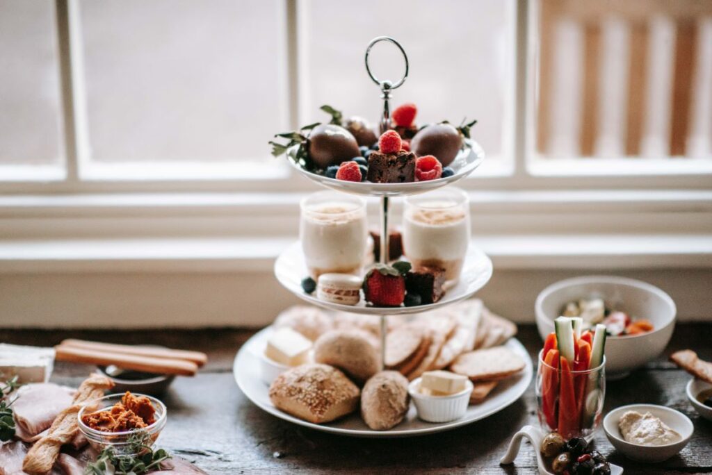 A festive afternoon tea for a December elopement at the Castle Westenhanger Kent England 
