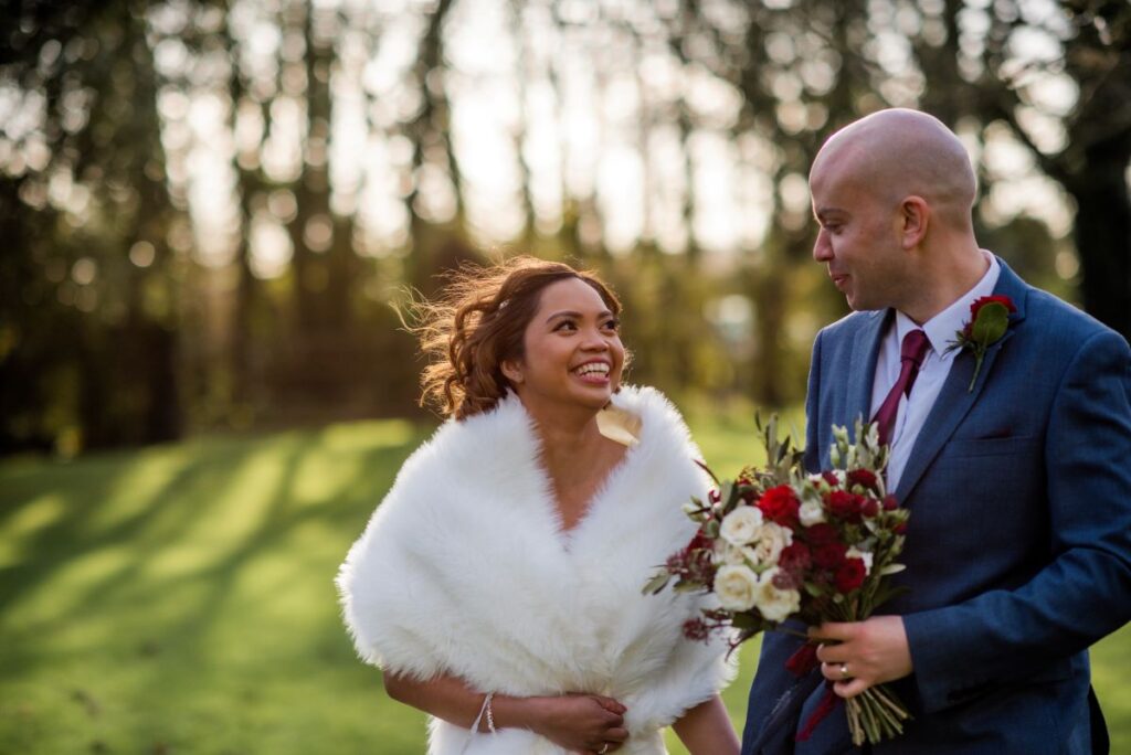 Kate and Ryan stood in the grounds of the Castle Westenhanger, Kent, England