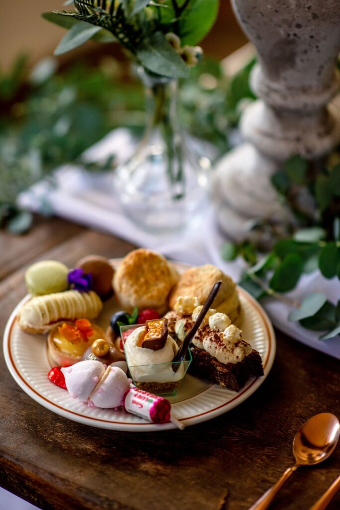 An elopement Decadent Brunch Afternoon tea at the Castle Westenhanger in Kent, England
