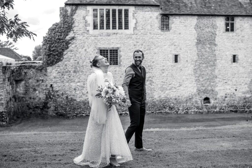 The couple enjoy their private shots in in the moat and infont of the curtain wall of the Castle Westenhanger in Kent