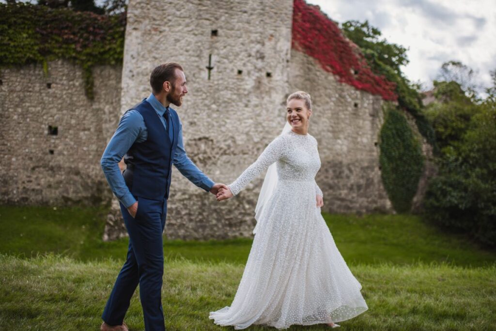 The couple enjoy their private shots in in the moat and infont of the curtain wall of the Castle Westenhanger in Kent
