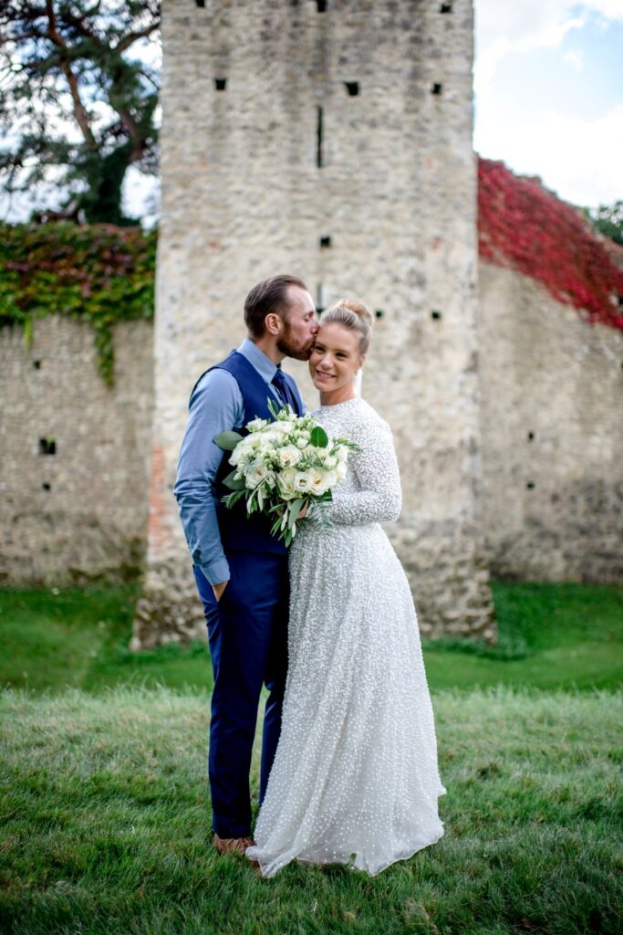 The couple enjoy their private shots in in the moat and infont of the curtain wall of the Castle Westenhanger in Kent