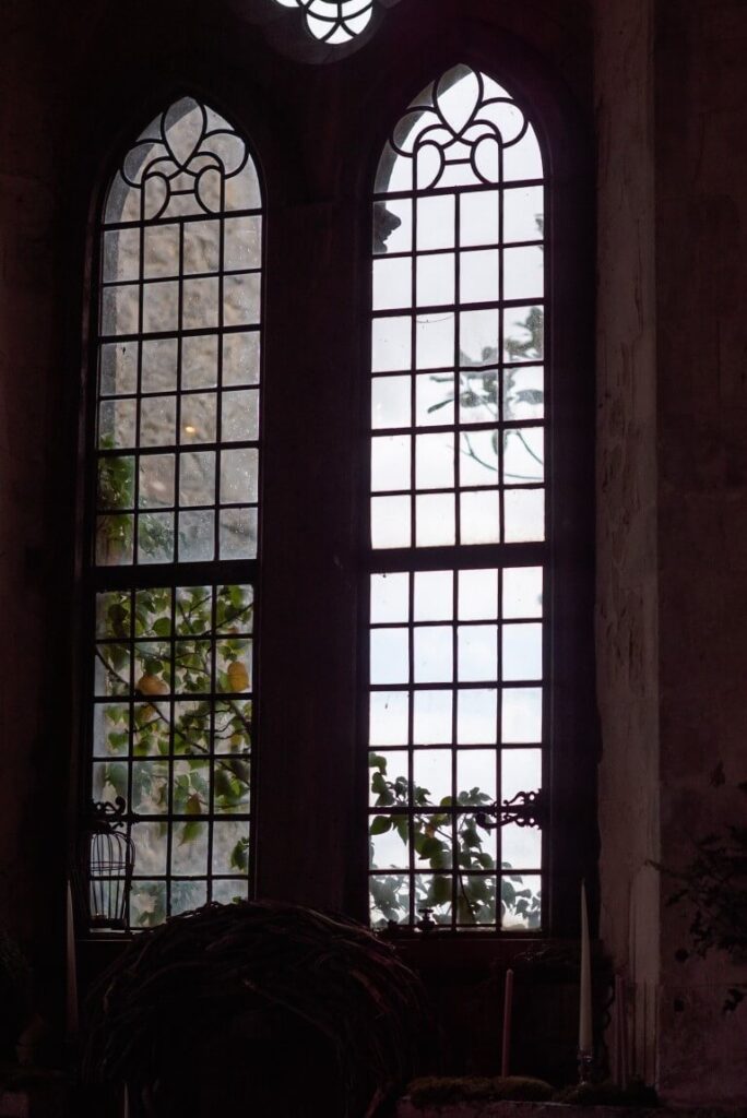 The windows at Bilsington Priory in Kent, home of elopements