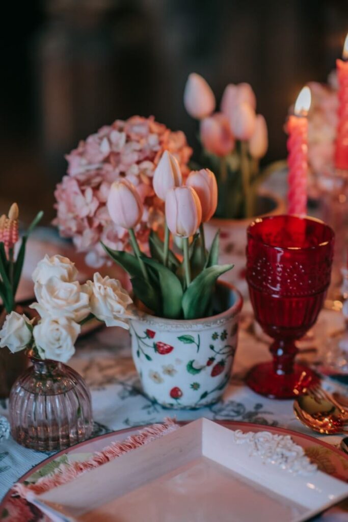 Barbie pink tablescape at the Castle Westenhanger
