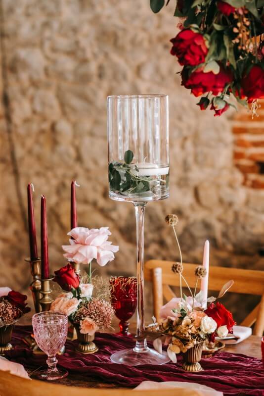 A romantic elopement tablescape at the Castle Westenhanger