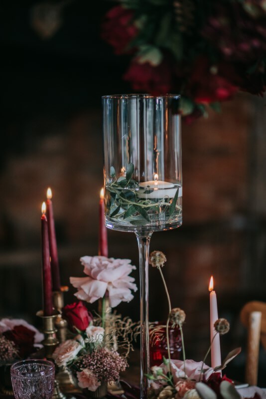 A romantic elopement tablescape at the Castle Westenhanger