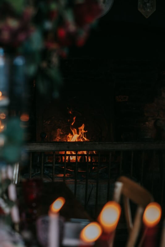 A roaring real fire in the Castle Westenhanger, Kent
