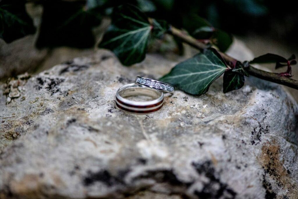 Emma and Paul's purple and red elopement with birds of prey at the Castle Westenhanger in Kent