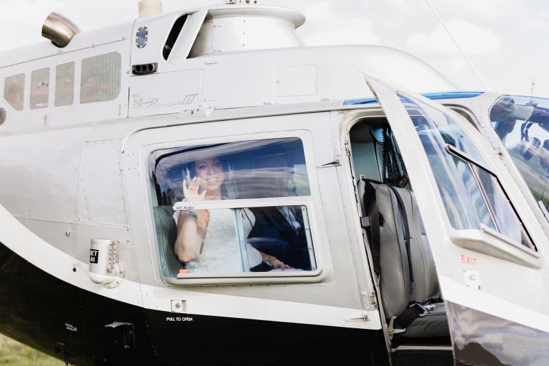 Melissa and Alex leave Bilsington Priory in a Helicopter after E-Loping